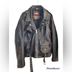 Genuine Leather Vintage Motorcycle Jacket (Large)